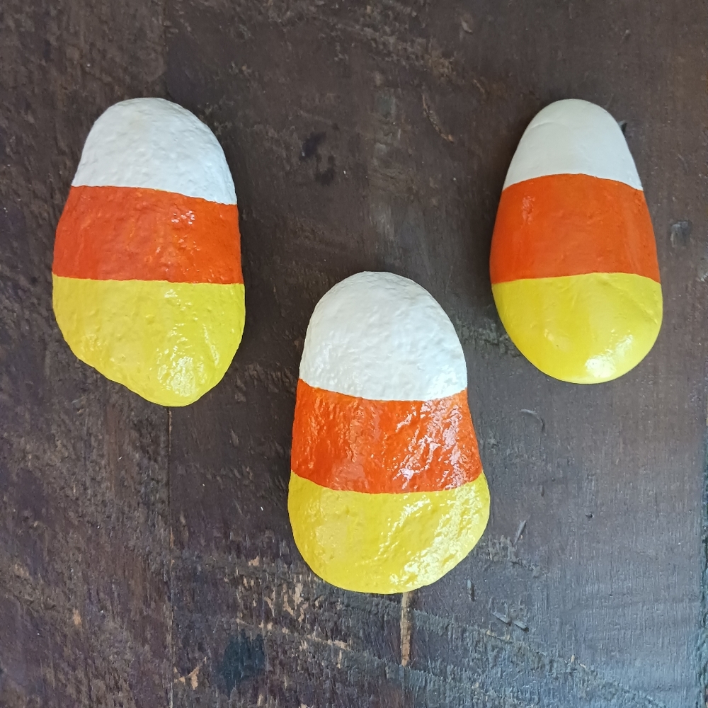 Hand Painted Candy Corn Rocks